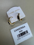 Candongas Doradas con Cristal Rectangular Negro