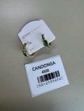Candongas Doradas con Cristal Verde Ovalado