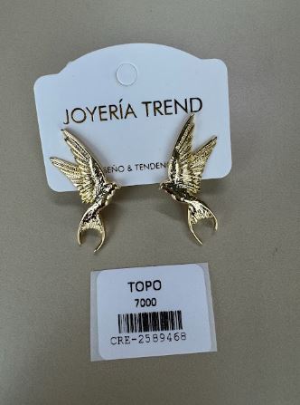 Aretes Topo Golondrina Dorada