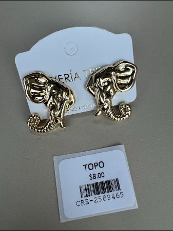 Aretes Topo Elefante Dorado