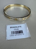 Brazalete Dorado con Pedrería y Detalle de Tornillos