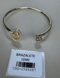 Brazalete Rígido Abierto con Medalla de la Virgen y Circón