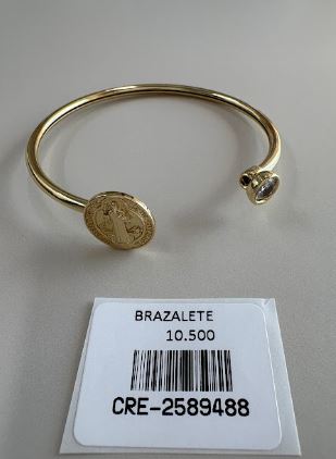 Brazalete Abierto con Medalla de San Benito y Circon
