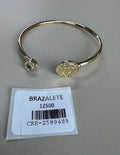 Brazalete Rígido Abierto con Medalla San Benito y Circón