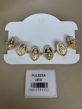 Pulsera de Cadena con Medallas Religiosas y Brillos