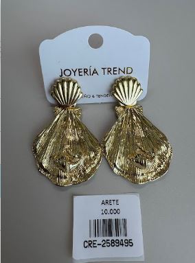 Aretes Colgantes Diseño de Conchas Marinas Dobles en Relieve