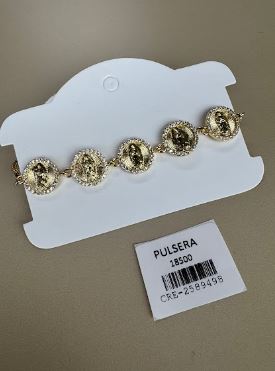 Pulsera de Cadena con Medallas Circulares Religiosas