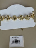 Pulsera de Cadena con Medallas Circulares Religiosas Texturizadas