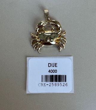 Dije de Cangrejo con Acabado Dorado Pulido