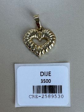 Dije de Corazón con Diseño Texturizado en Tono Dorado
