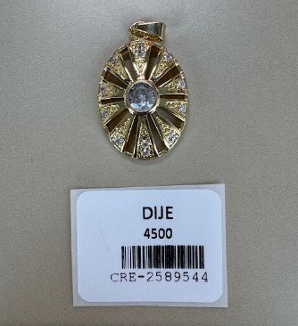 Dije Ovalado con Piedra Central y Rayos