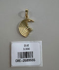 Dije Creciente Lunar con Esfera Texturizado Dorado