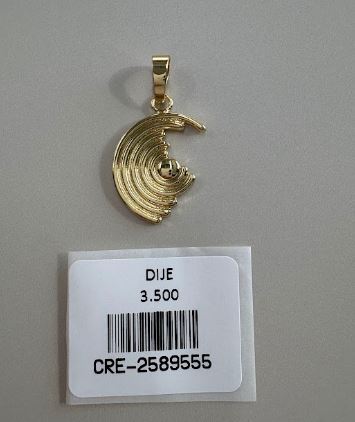 Dije Creciente Lunar con Esfera Texturizado Dorado