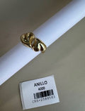 Anillo con Doble Corazón Volumétrico en Tono Dorado
