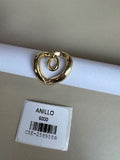 Anillo Diseño Corazón Abstracto Tono Dorado