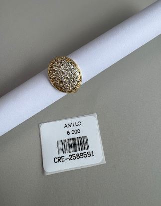 Anillo Ovalado Pavé Brillante Dorado