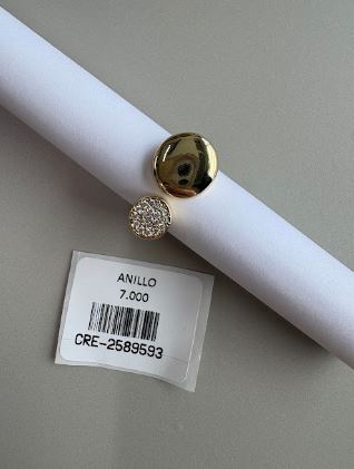 Anillo Ajustable con Doble Círculo y Circonias Dorado