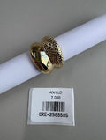 Anillo Doble Mitad Lisa Mitad Texturizada Dorado