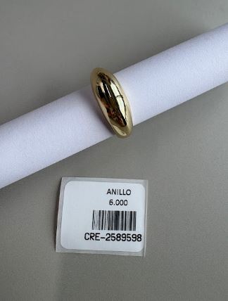 Anillo Ancho Liso con Diseño Abombado en Tono Dorado