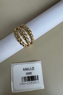 Anillo Diseño Trenzado Multicapa Tono Dorado