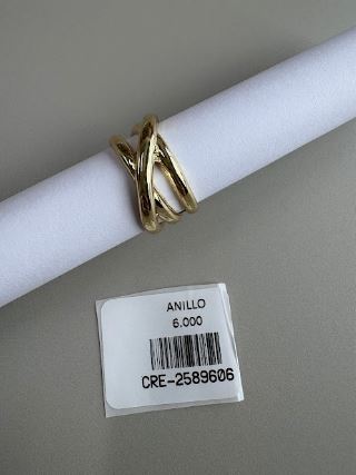 Anillo Entrelazado Dorado Cruzado