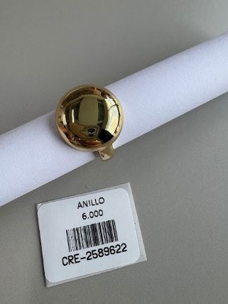 Anillo Esférico Abombado Dorado