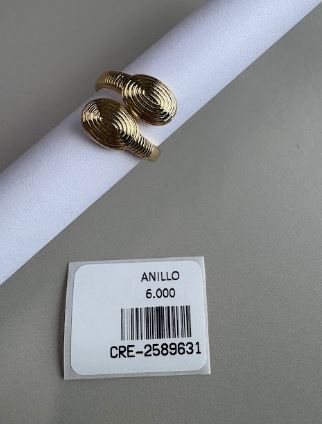 Anillo Ajustable de Doble Terminal Ovalada en Tono Dorado