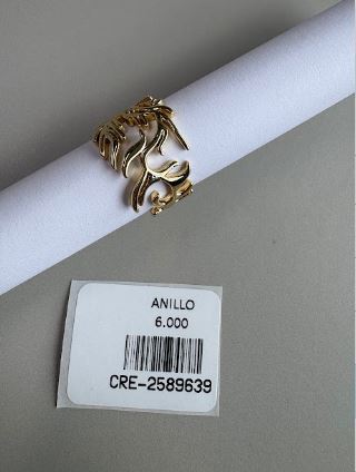 Anillo Abierto con Diseño Orgánico y Ramificaciones en Tono Dorado