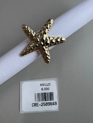 Anillo Estrella de Mar Texturizado Dorado