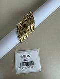 Anillo Diseño Ondulado Multilíneas Tono Dorado