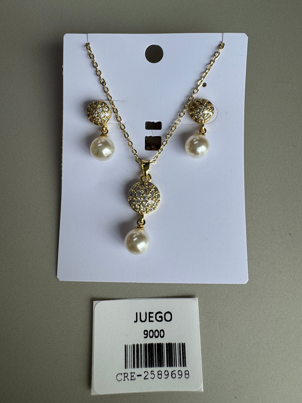 Juego economico doble bola microcircón y perla