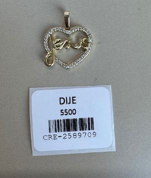 Dije Corazón con Inscripción y Piedras Brillantes