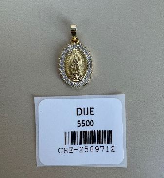 Dije Ovalado Virgen de Guadalupe con Borde de Piedras