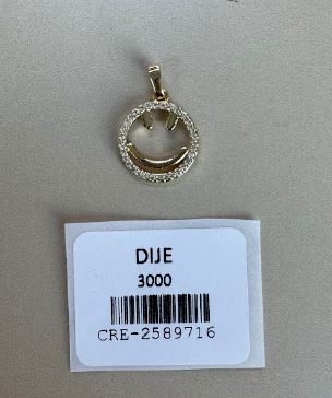 Dije Circular Carita Feliz con Piedras Brillantes