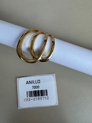 Anillo Dorado Diseño Orgánico Triple Banda