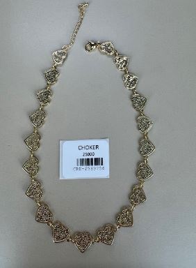 Choker de Corazones Texturizados Dorado