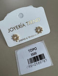 Aretes Topo Roseta o Círculo Floral con Brillos