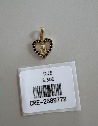 Dije Corazón Marco Negro Virgen