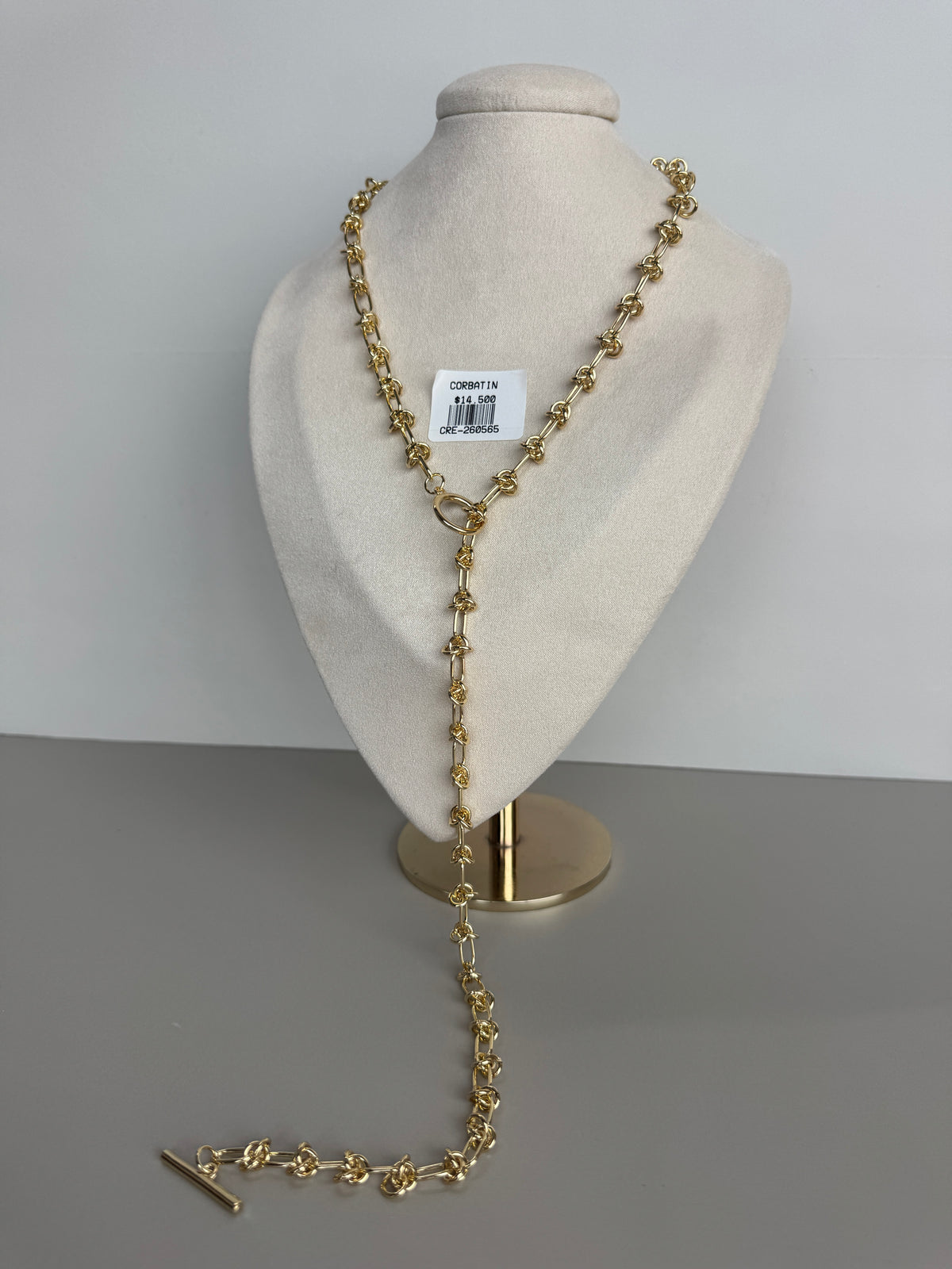 Collar Largo de Eslabones con Cierre T
