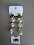 Arete largo dorado gota perla