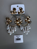 Arete largo dorado flor perla