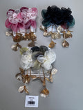 Arete largo flor tela