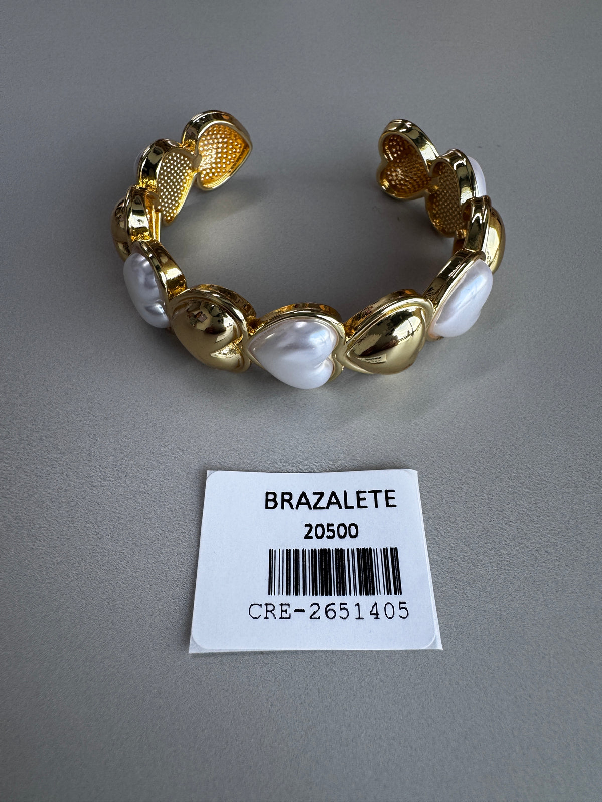 Brazalete corazón dorado y perla