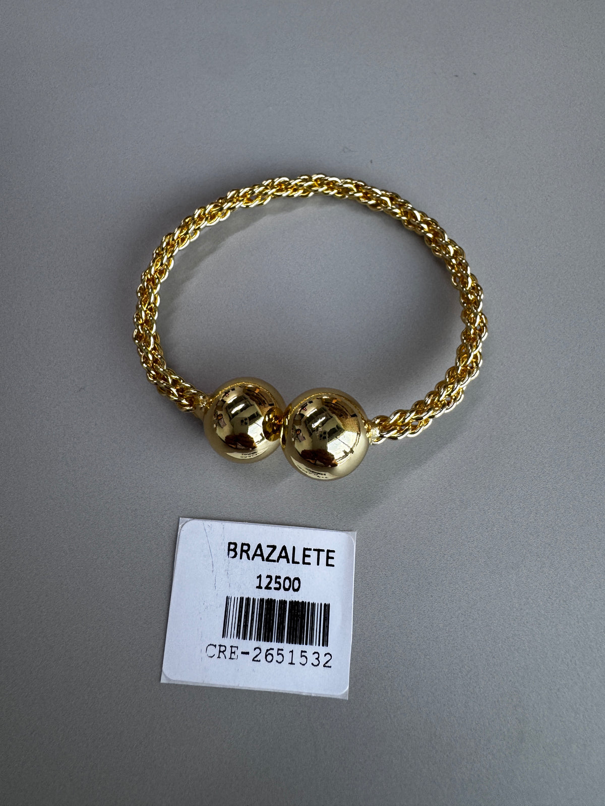 Brazalete malla dorada doble bola