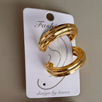 Ear Cuff Doble Aro Grueso de Textura y Relieve con un Acabado Brillante