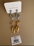 Aretes Colgantes Hoja Calada con Estrellas