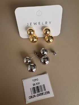 Aretes Colgantes de Esferas Bicolor