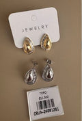 Aretes Topo Gota con Cristales Baguette Surtidos