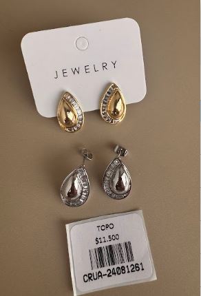 Aretes Topo Gota con Cristales Baguette Surtidos