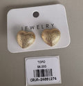 Aretes Topo Corazón Texturizado Dorados